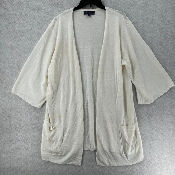 Susan Graver Kimono‎ Sweater Women 2X Open Neutral Coastal Ivory Beige Laganlook - Picture 1 of 14